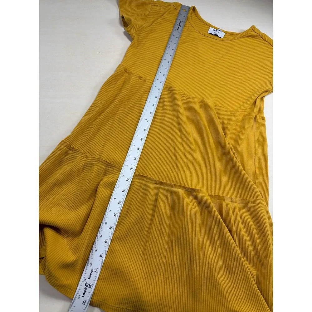 Old Navy Girls Mustard Yellow Tiered Rib-Knit Short Sleeve Dress XXL 18 Plus